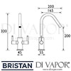 Bristan Cashew Easyfit Sink Mixer Tap Dimensions